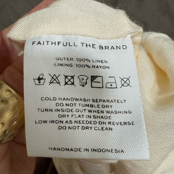 FAITHFULL THE BRAND  Zuma Womens Linen Cut-Out Mini Dress cream white sz S - Picture 4 of 5